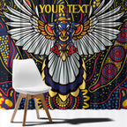 Custom Adelaide Football Window Curtain With Crow Aboriginal Art Style