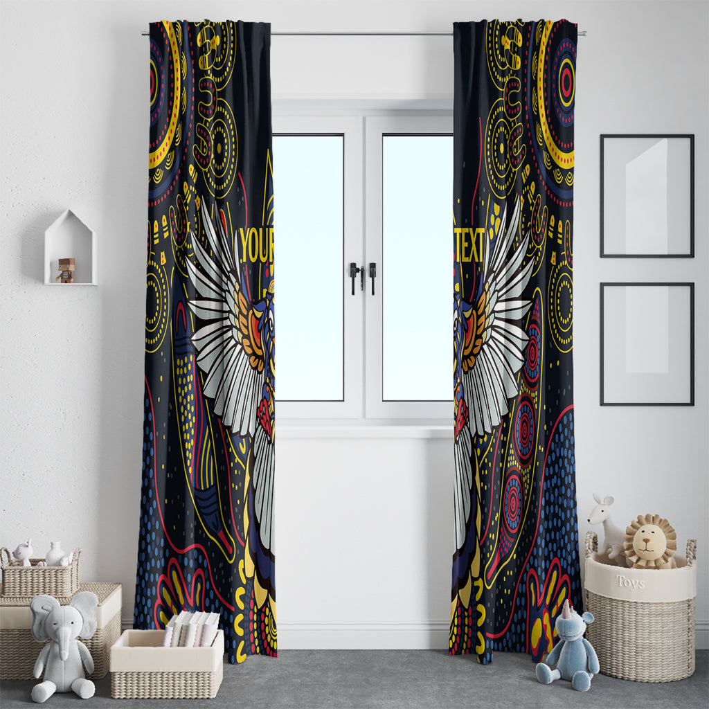 Custom Adelaide Football Window Curtain With Crow Aboriginal Art Style