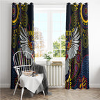 Custom Adelaide Football Window Curtain With Crow Aboriginal Art Style
