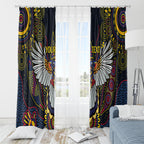 Custom Adelaide Football Window Curtain With Crow Aboriginal Art Style