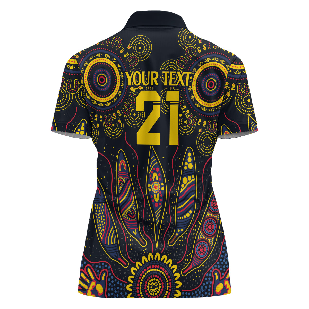 Custom Adelaide Football Women Polo Shirt With Crow Aboriginal Art Style