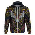 Custom Adelaide Football Zip Hoodie With Crow Aboriginal Art Style