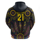 Custom Adelaide Football Zip Hoodie With Crow Aboriginal Art Style