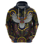 Custom Adelaide Football Zip Hoodie With Crow Aboriginal Art Style