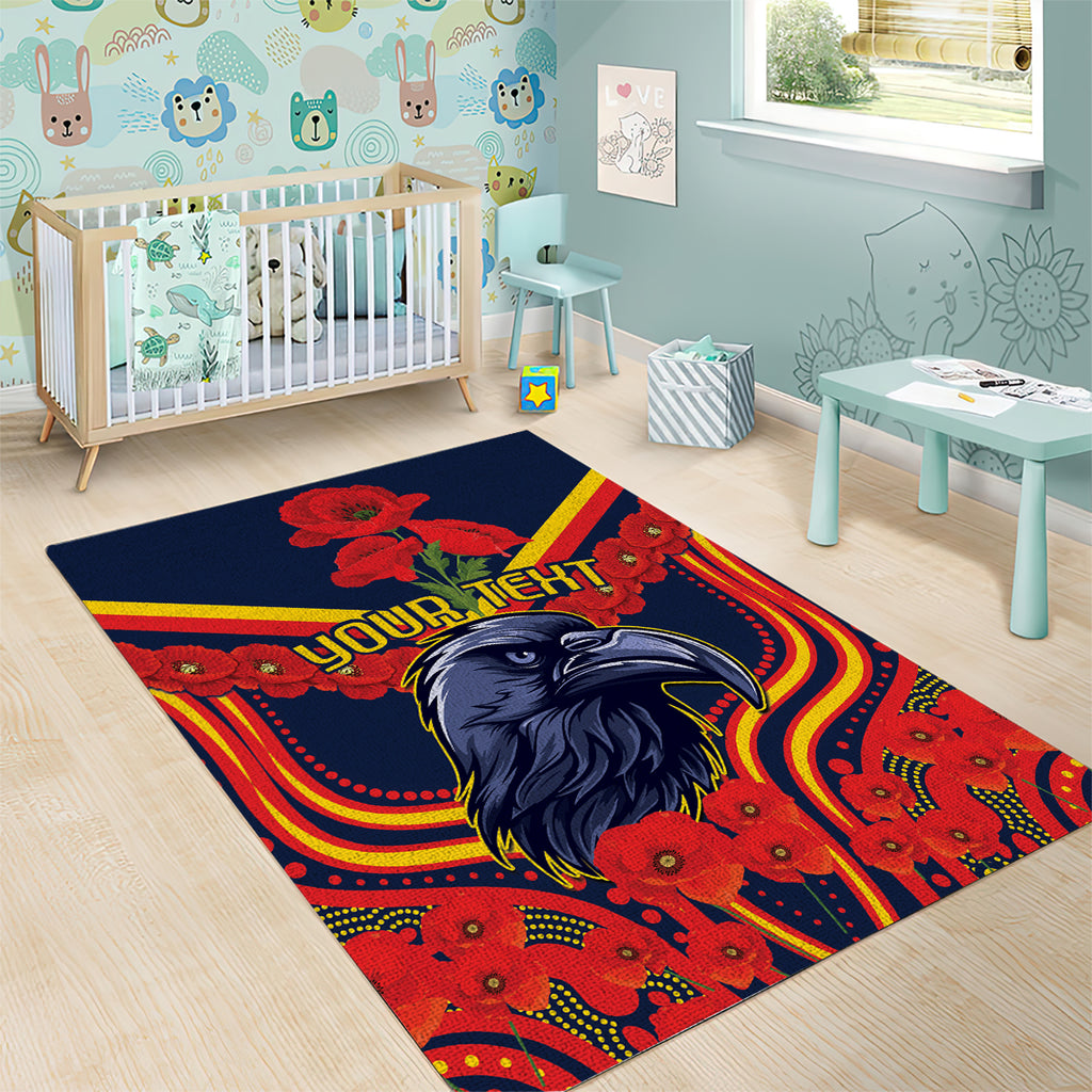 Custom Crows Football ANZAC Area Rug Poppy Soldier With Aboriginal Dots Art