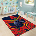 Custom Crows Football ANZAC Area Rug Poppy Soldier With Aboriginal Dots Art