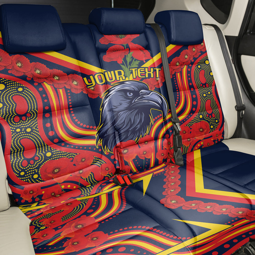 Custom Crows Football ANZAC Back Car Seat Cover Poppy Soldier With Aboriginal Dots Art