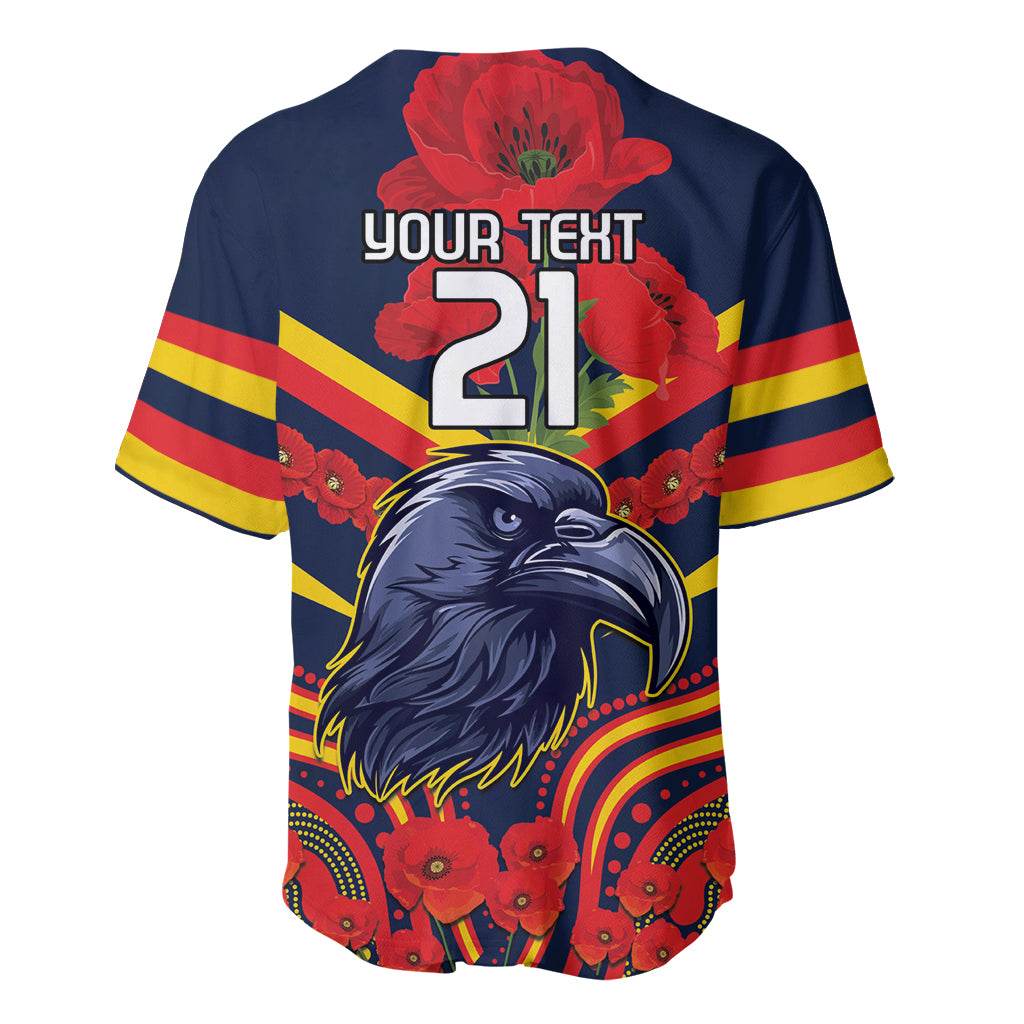 Custom Crows Football ANZAC Baseball Jersey Poppy Soldier With Aboriginal Dots Art