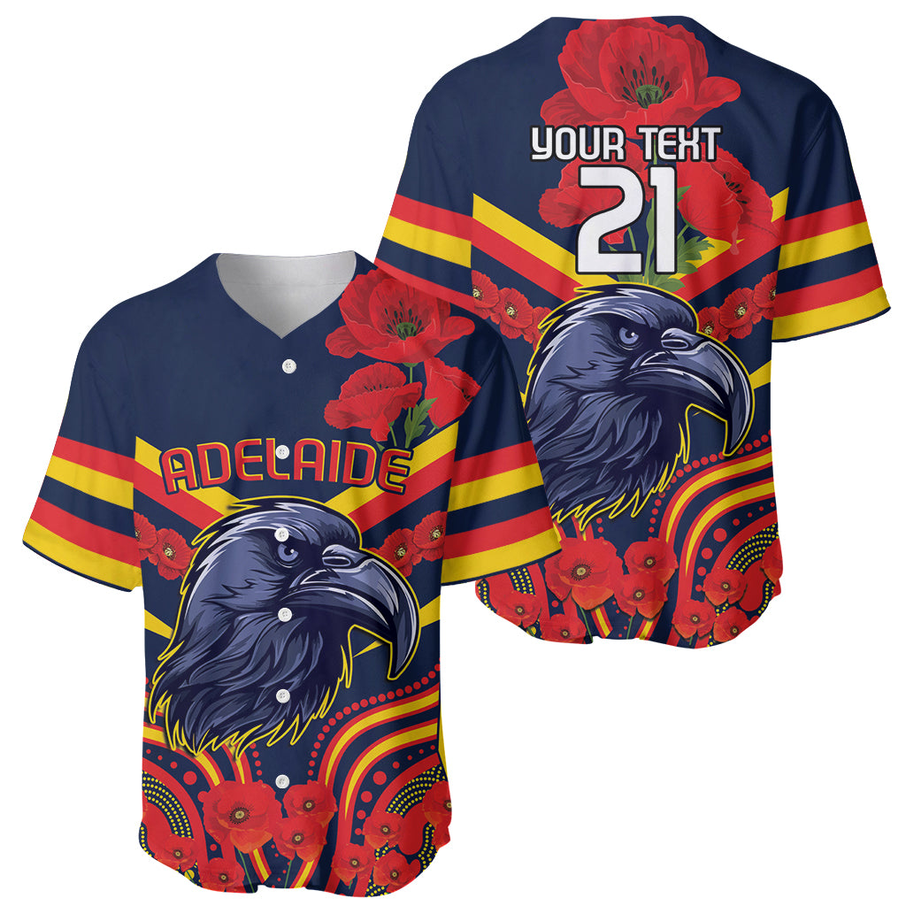 Custom Crows Football ANZAC Baseball Jersey Poppy Soldier With Aboriginal Dots Art