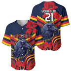 Custom Crows Football ANZAC Baseball Jersey Poppy Soldier With Aboriginal Dots Art