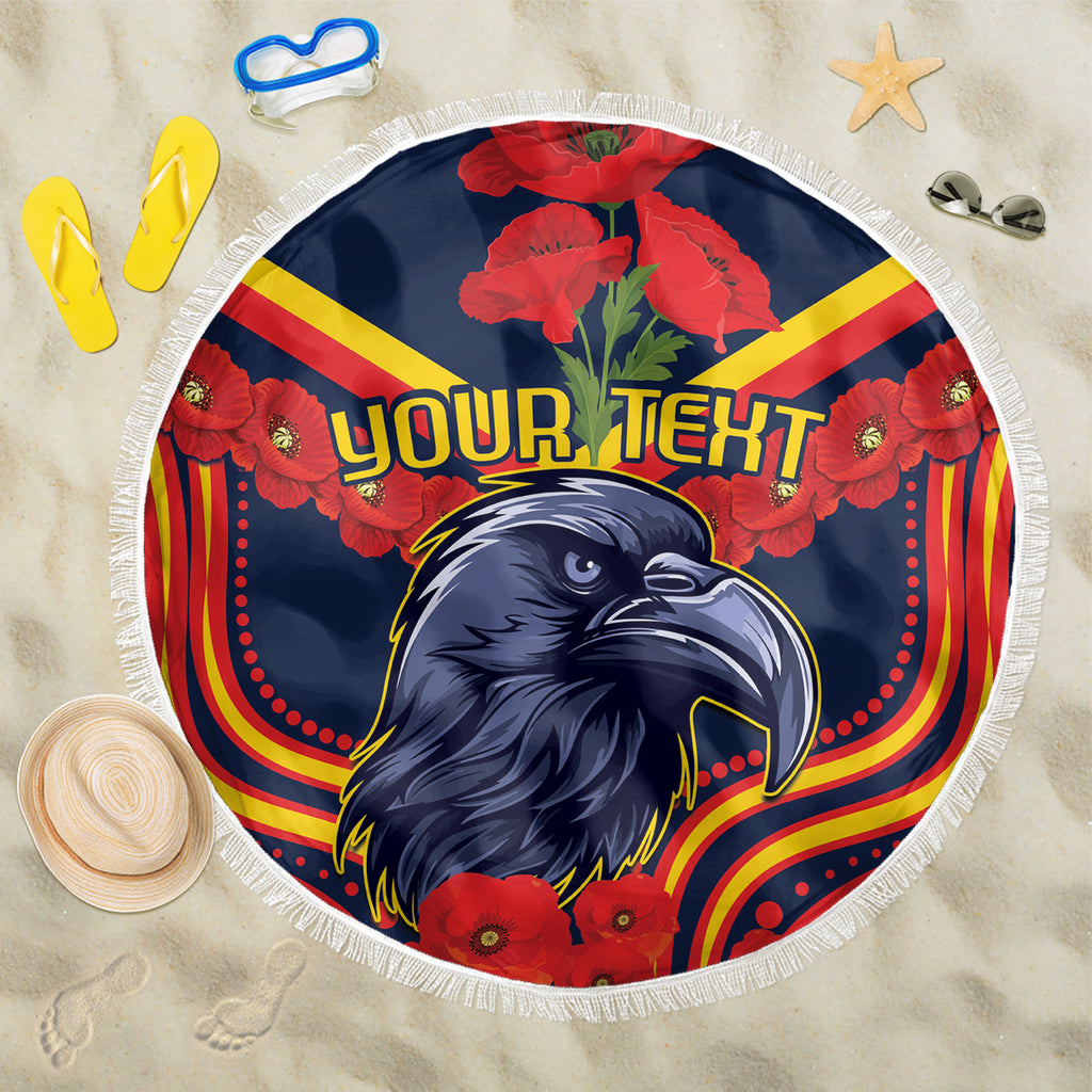 Custom Crows Football ANZAC Beach Blanket Poppy Soldier With Aboriginal Dots Art