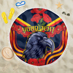 Custom Crows Football ANZAC Beach Blanket Poppy Soldier With Aboriginal Dots Art