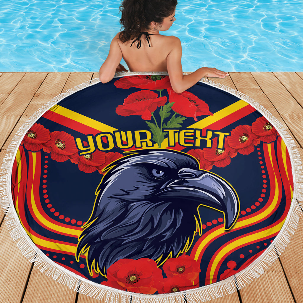 Custom Crows Football ANZAC Beach Blanket Poppy Soldier With Aboriginal Dots Art