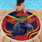 Custom Crows Football ANZAC Beach Blanket Poppy Soldier With Aboriginal Dots Art