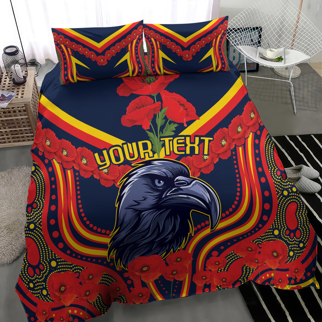 Custom Crows Football ANZAC Bedding Set Poppy Soldier With Aboriginal Dots Art