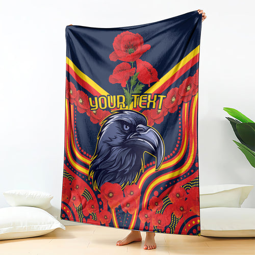 Custom Crows Football ANZAC Blanket Poppy Soldier With Aboriginal Dots Art