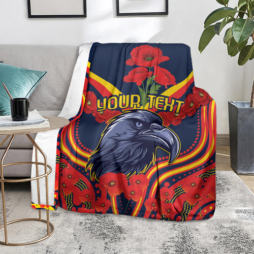 Custom Crows Football ANZAC Blanket Poppy Soldier With Aboriginal Dots Art