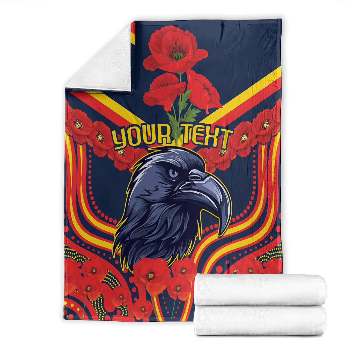 Custom Crows Football ANZAC Blanket Poppy Soldier With Aboriginal Dots Art
