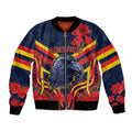 Custom Crows Football ANZAC Bomber Jacket Poppy Soldier With Aboriginal Dots Art