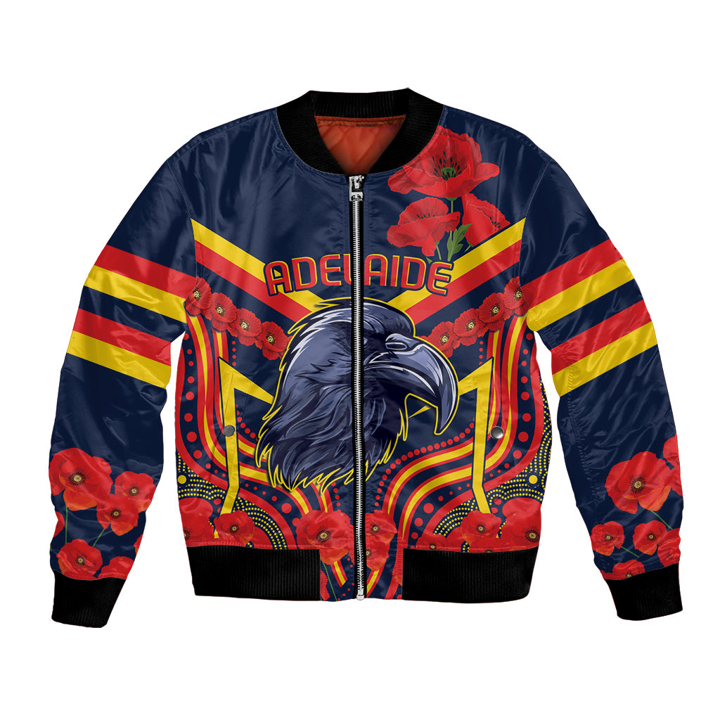 Custom Crows Football ANZAC Bomber Jacket Poppy Soldier With Aboriginal Dots Art