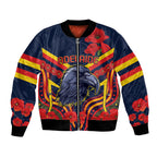 Custom Crows Football ANZAC Bomber Jacket Poppy Soldier With Aboriginal Dots Art