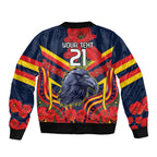 Custom Crows Football ANZAC Bomber Jacket Poppy Soldier With Aboriginal Dots Art