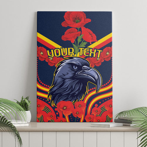 Custom Crows Football ANZAC Canvas Wall Art Poppy Soldier With Aboriginal Dots Art