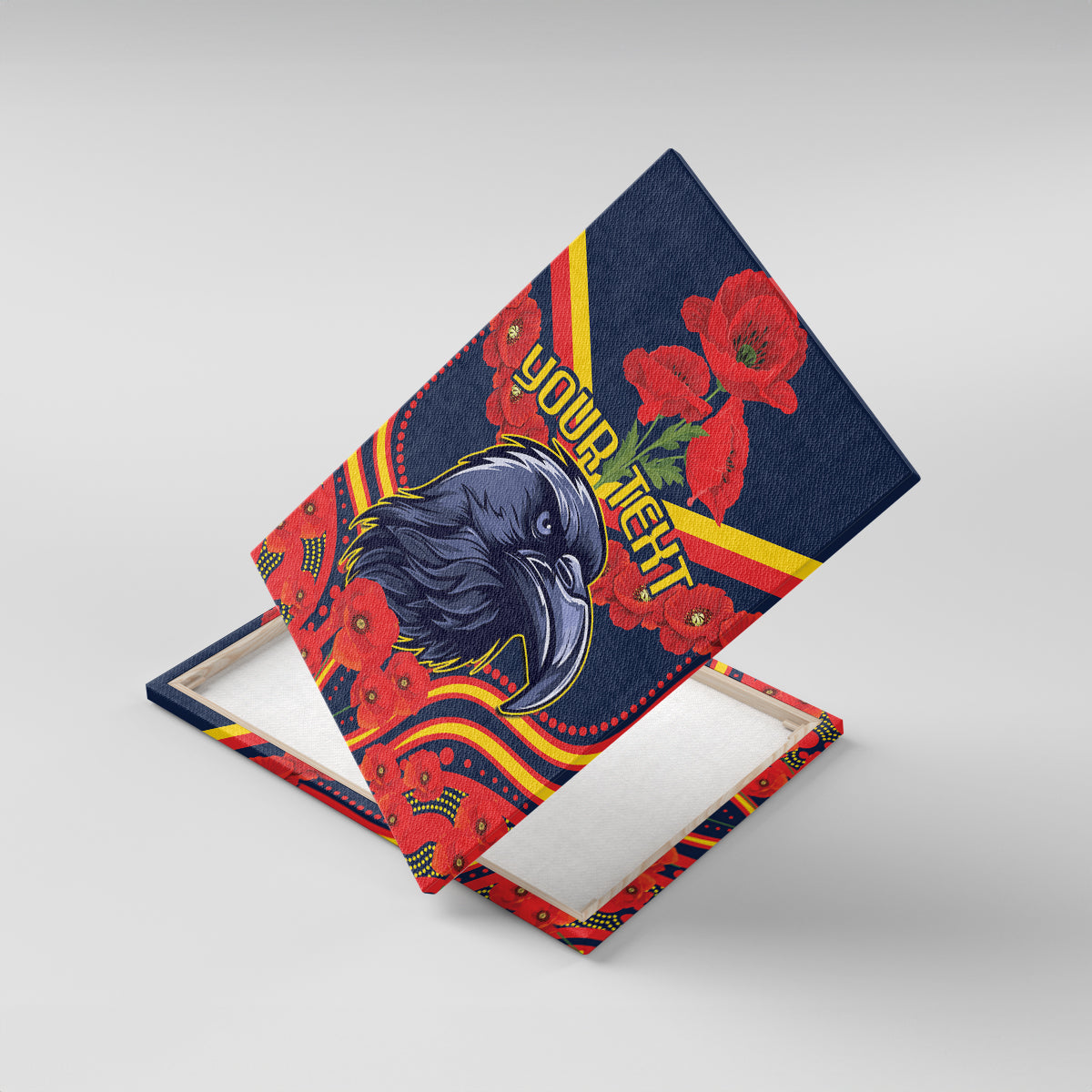 Custom Crows Football ANZAC Canvas Wall Art Poppy Soldier With Aboriginal Dots Art