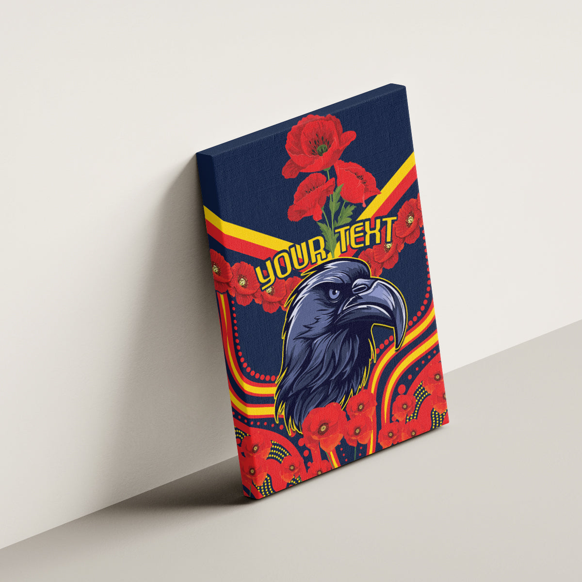 Custom Crows Football ANZAC Canvas Wall Art Poppy Soldier With Aboriginal Dots Art
