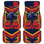 Custom Crows Football ANZAC Car Mats Poppy Soldier With Aboriginal Dots Art