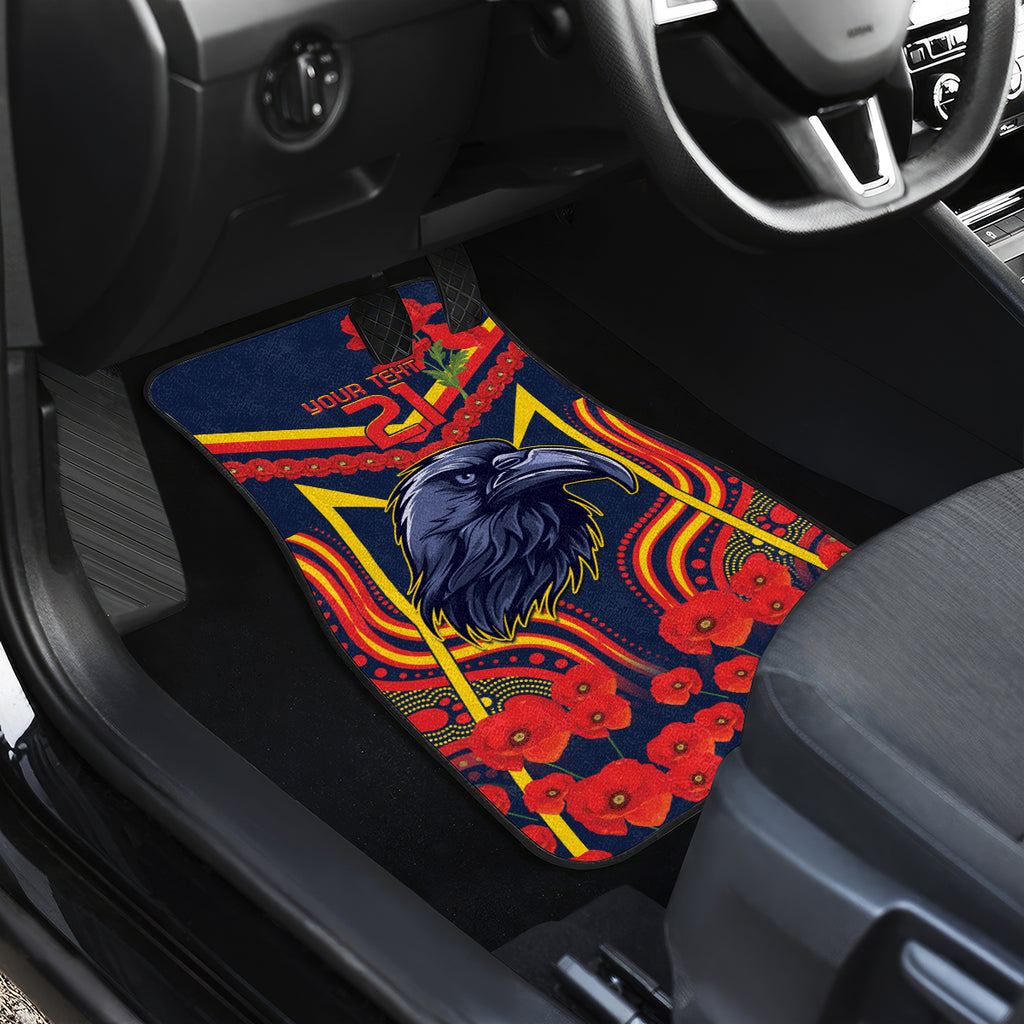 Custom Crows Football ANZAC Car Mats Poppy Soldier With Aboriginal Dots Art