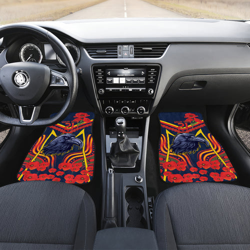 Custom Crows Football ANZAC Car Mats Poppy Soldier With Aboriginal Dots Art