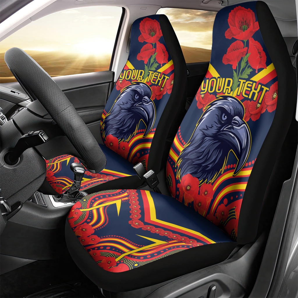 Custom Crows Football ANZAC Car Seat Cover Poppy Soldier With Aboriginal Dots Art