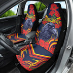 Custom Crows Football ANZAC Car Seat Cover Poppy Soldier With Aboriginal Dots Art