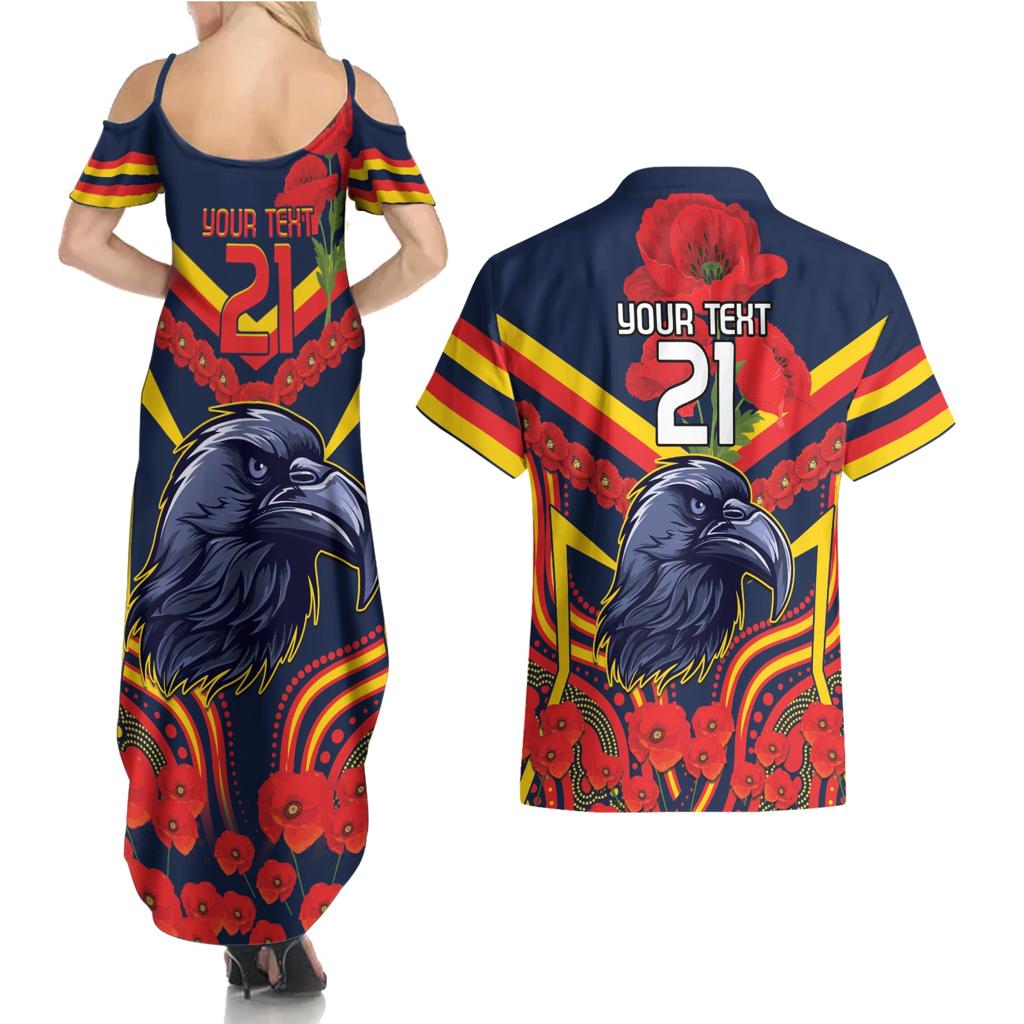 Custom Crows Football ANZAC Couples Matching Summer Maxi Dress and Hawaiian Shirt Poppy Soldier With Aboriginal Dots Art