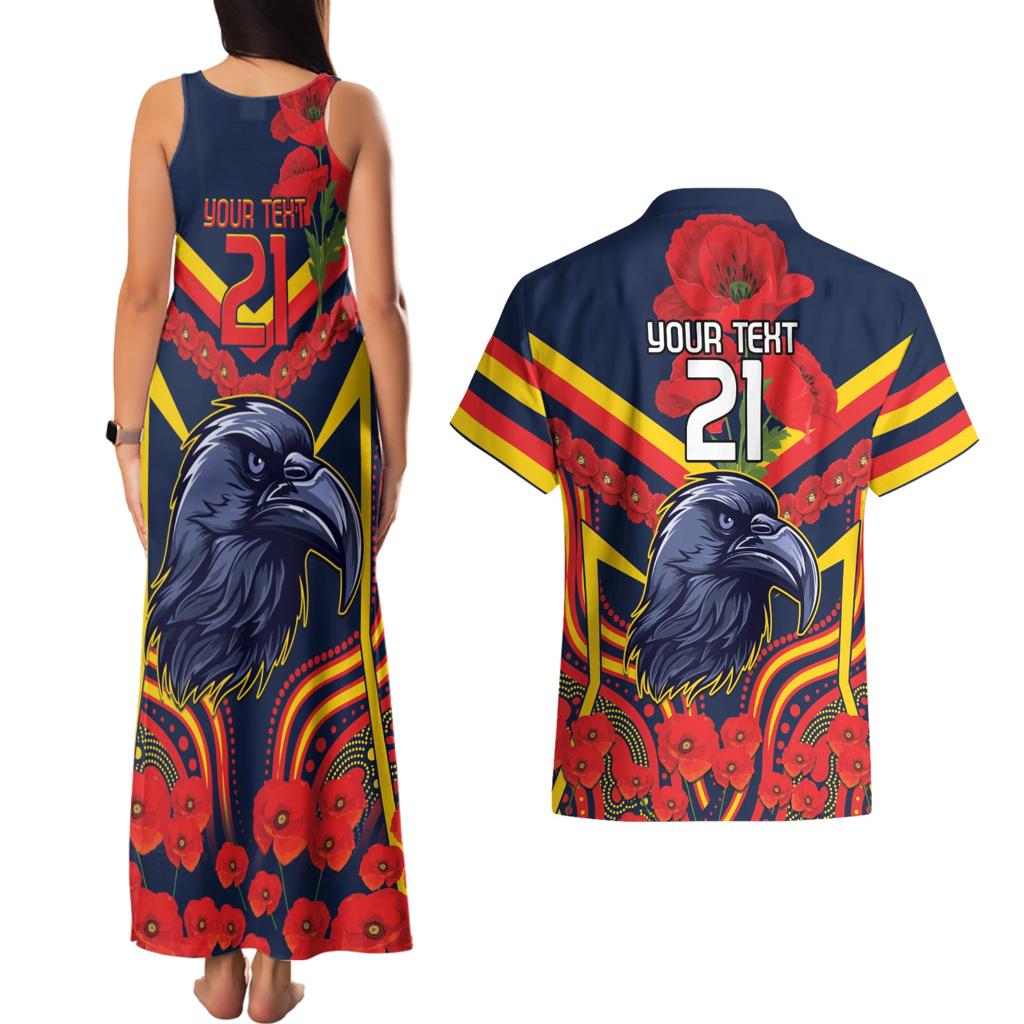 Custom Crows Football ANZAC Couples Matching Tank Maxi Dress and Hawaiian Shirt Poppy Soldier With Aboriginal Dots Art