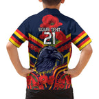 Custom Crows Football ANZAC Family Matching Long Sleeve Bodycon Dress and Hawaiian Shirt Poppy Soldier With Aboriginal Dots Art