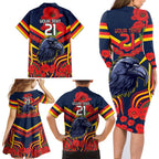 Custom Crows Football ANZAC Family Matching Long Sleeve Bodycon Dress and Hawaiian Shirt Poppy Soldier With Aboriginal Dots Art