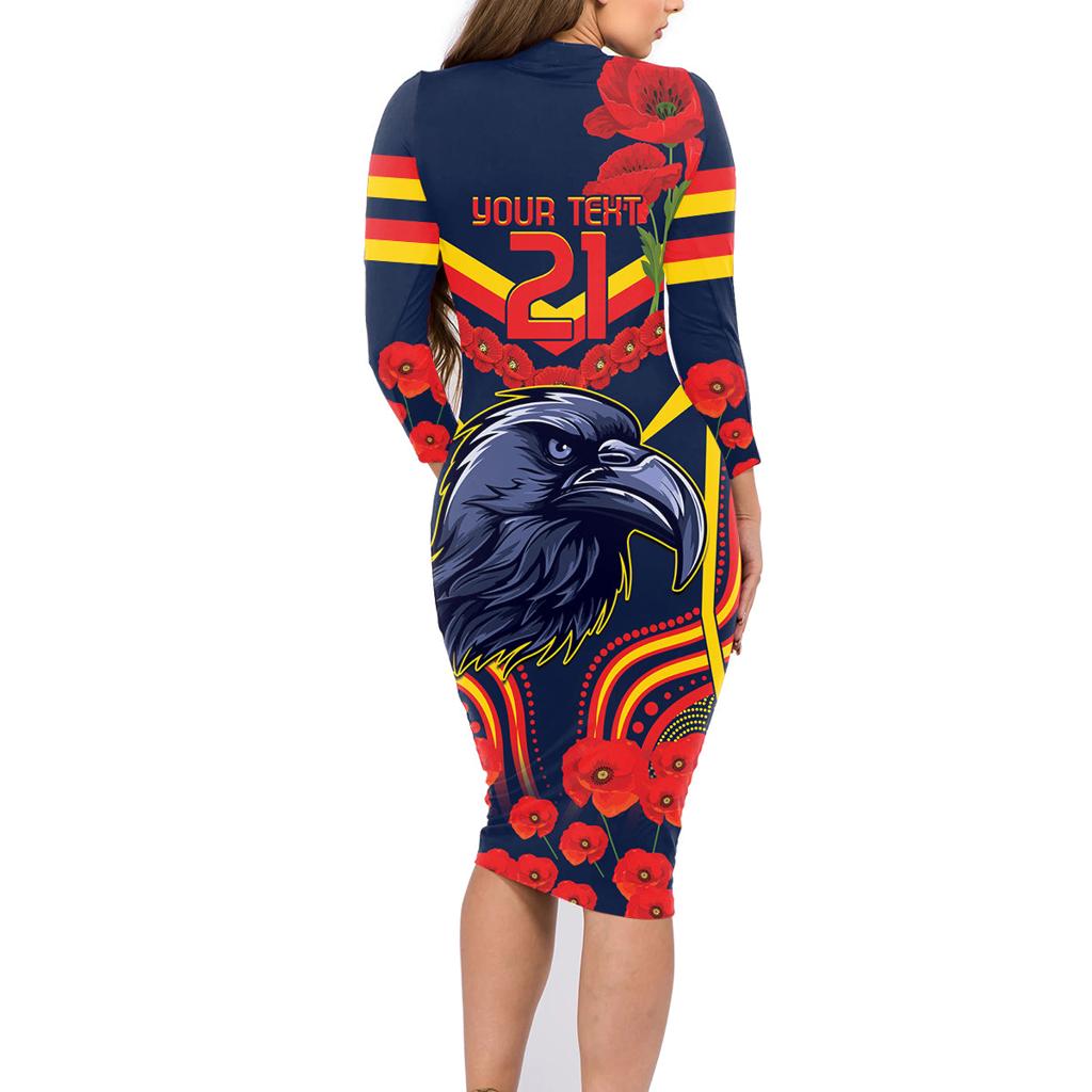 Custom Crows Football ANZAC Family Matching Long Sleeve Bodycon Dress and Hawaiian Shirt Poppy Soldier With Aboriginal Dots Art