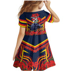 Custom Crows Football ANZAC Family Matching Mermaid Dress and Hawaiian Shirt Poppy Soldier With Aboriginal Dots Art