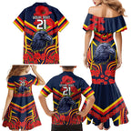 Custom Crows Football ANZAC Family Matching Mermaid Dress and Hawaiian Shirt Poppy Soldier With Aboriginal Dots Art