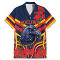 Custom Crows Football ANZAC Family Matching Mermaid Dress and Hawaiian Shirt Poppy Soldier With Aboriginal Dots Art