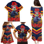 Custom Crows Football ANZAC Family Matching Puletasi and Hawaiian Shirt Poppy Soldier With Aboriginal Dots Art