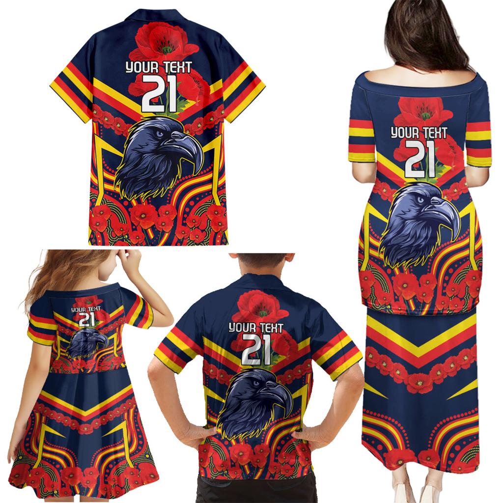 Custom Crows Football ANZAC Family Matching Puletasi and Hawaiian Shirt Poppy Soldier With Aboriginal Dots Art
