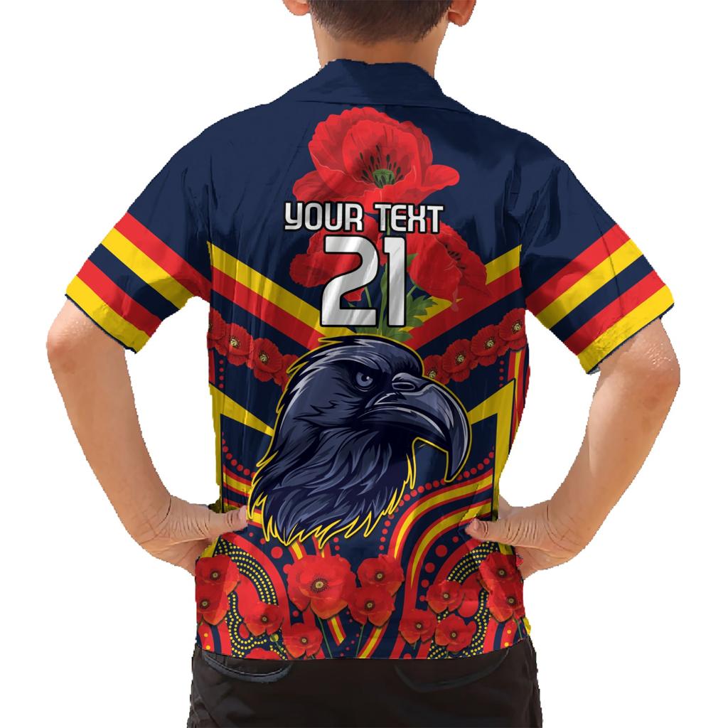 Custom Crows Football ANZAC Family Matching Short Sleeve Bodycon Dress and Hawaiian Shirt Poppy Soldier With Aboriginal Dots Art