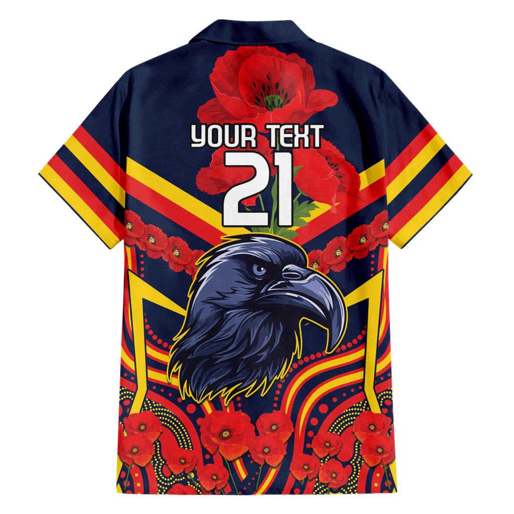 Custom Crows Football ANZAC Family Matching Short Sleeve Bodycon Dress and Hawaiian Shirt Poppy Soldier With Aboriginal Dots Art