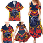 Custom Crows Football ANZAC Family Matching Summer Maxi Dress and Hawaiian Shirt Poppy Soldier With Aboriginal Dots Art