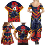 Custom Crows Football ANZAC Family Matching Summer Maxi Dress and Hawaiian Shirt Poppy Soldier With Aboriginal Dots Art