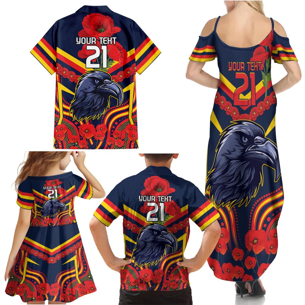 Custom Crows Football ANZAC Family Matching Summer Maxi Dress and Hawaiian Shirt Poppy Soldier With Aboriginal Dots Art