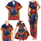 Custom Crows Football ANZAC Family Matching Tank Maxi Dress and Hawaiian Shirt Poppy Soldier With Aboriginal Dots Art
